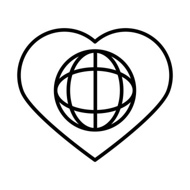 Dünya kalbe sevgi, insan hakları günü, çizgi ikonu tasarımı