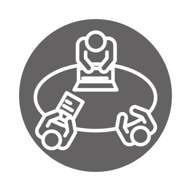 İşçiler sohbet için bir araya geliyor, ofis iş yeri ortak çalışma alanı, blok ve satır simgesi