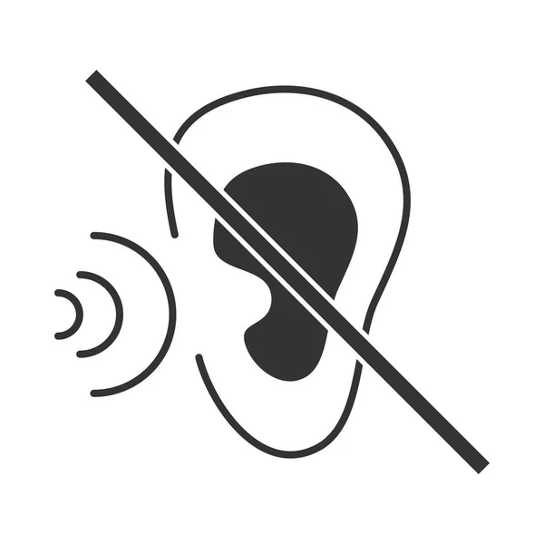Icône sourde, handicap auditif, journée mondiale du handicap, silhouette design — Image vectorielle