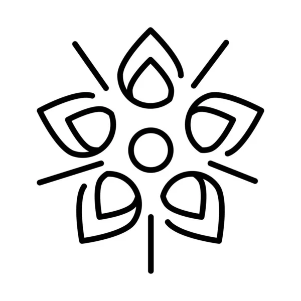Liniowy kwiat płatki kwitną dekoracja linia styl ikona wektor — Wektor stockowy
