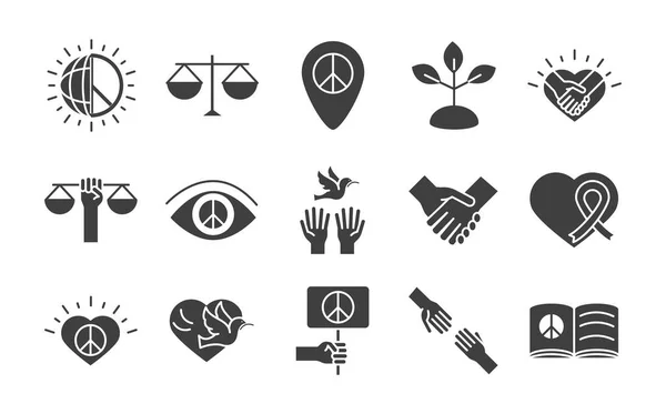День прав людини, дизайн набору іконок лінії, включаючи прапор світу миру — стоковий вектор