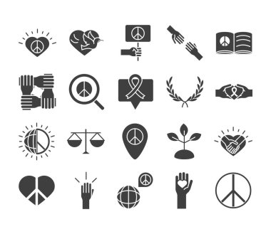 İnsan hakları günü, çizgi simgeleri dizayn edildi, kalp barış hukuku ölçeğinde dünya