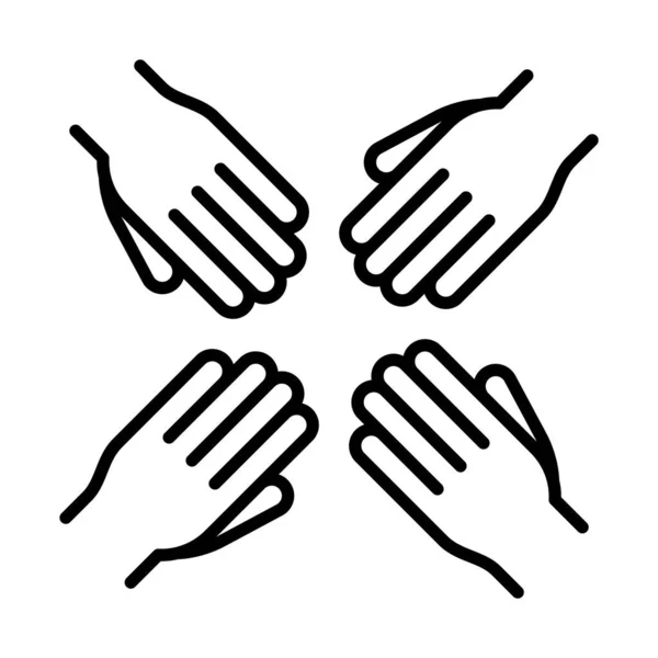 Igualdade mãos das pessoas, dia dos direitos humanos, design de ícone de linha — Vetor de Stock