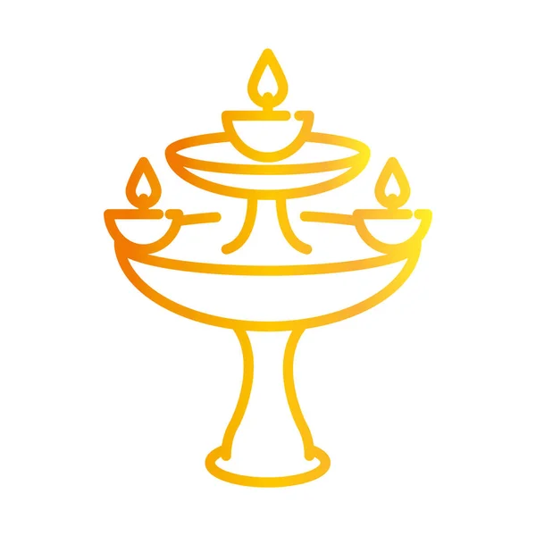 Felice festa dell'india diwali, evento religioso deepavali candele accese decorative stile gradiente spirituale icona vettore — Vettoriale Stock