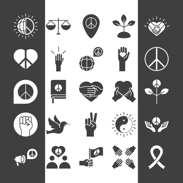 Dia dos direitos humanos, linha ícones definir design, incluído mundo direito paz amor fita —  Vetores de Stock