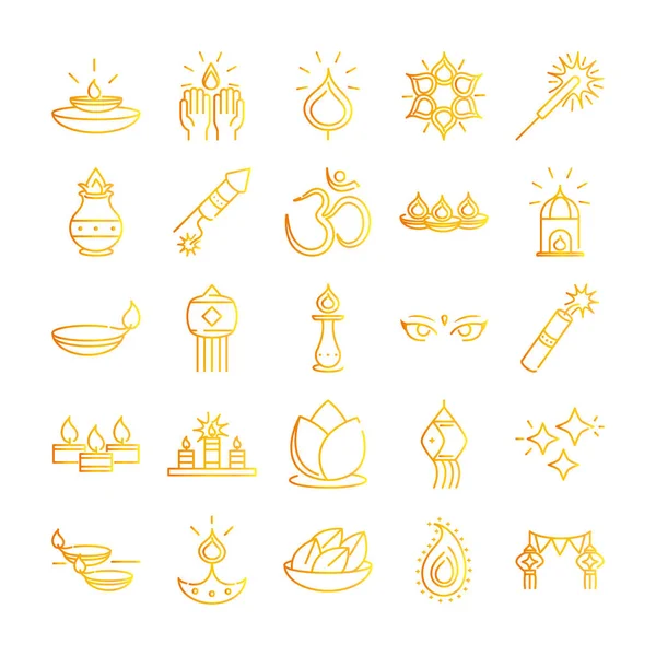 Mutlu diwali Hindistan festivali, Deep avali dini olay gradyan tarzı simgeler