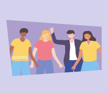 İnsanlar birlikte, portre erkek ve kadın karakterler, erkek ve kadın çizgi film