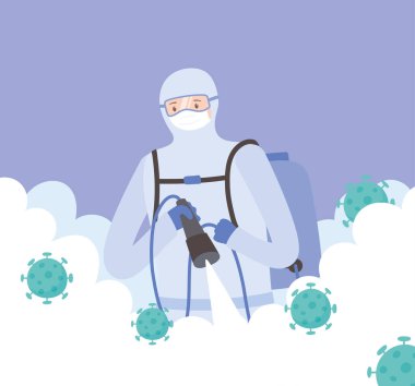 Virüs dezenfekte etme, tıbbi personel dezenfektan sıkma, covid 19 koronavirüs, önleyici önlem