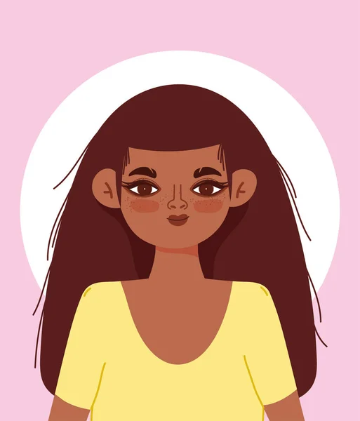 Jeune femme hispanique personnage dessin animé portrait design — Image vectorielle