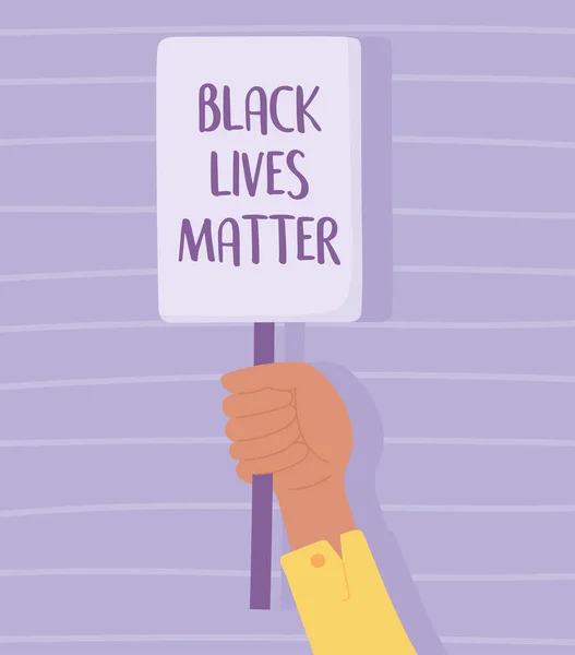 Siyahların hayatı protesto pankartları, posterleri elinde tutmak, ırk ayrımcılığına karşı bilinçlendirme kampanyası — Stok Vektör