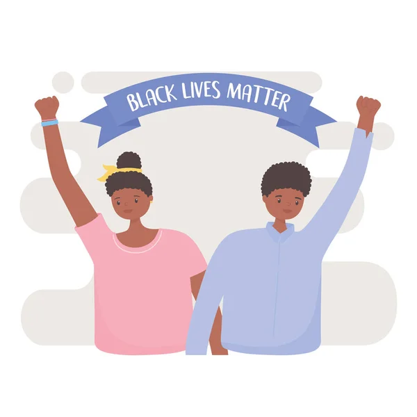 Siyahların hayatı protesto pankartı, Afro-Amerikan erkek ve kadın eşitlik için savaşıyor. — Stok Vektör