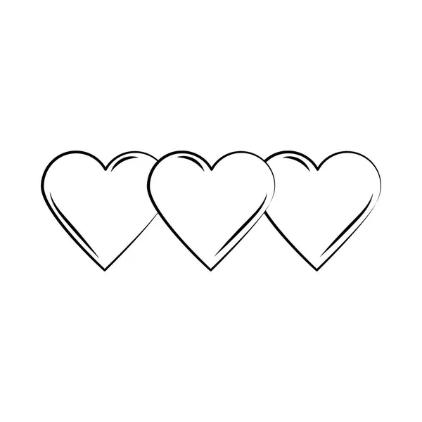 Minimalista tatuagem corações amor boho linha arte ícone sobre fundo branco — Vetor de Stock