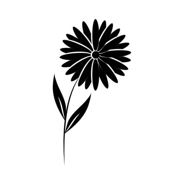 Minimalist dövme çiçeği papatya doğası siluet sanat bitkisi ve yapraklar