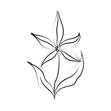 Minimalist dövme çiçek hattı gelişir ve yapraklanır.