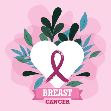 Göğüs kanseri farkındalığı ayı boyama vuruşu kurdelesi pembe kalp vektörü bırakır