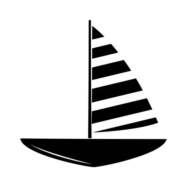 Minimalista tatuaje boho velero marino silueta arte icono sobre fondo blanco — Vector de stock