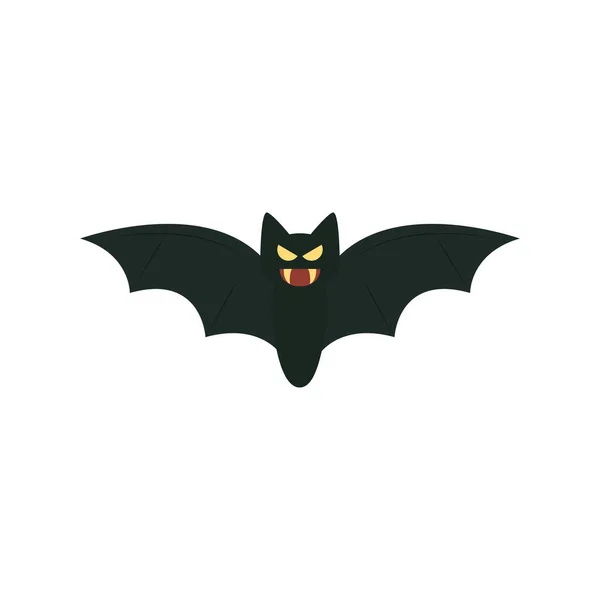 Halloween heureux, effrayant tour de chauve-souris noire ou traiter célébration style icône plate — Image vectorielle