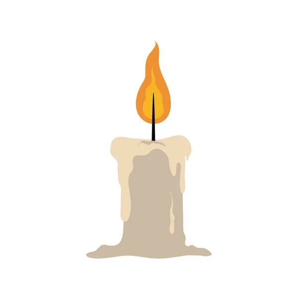 Burning candle flame hot celebration flat icon style — Stock Vector