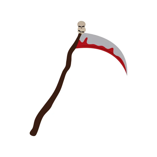 Feliz halloween, scythe cráneos de acero truco o tratar fiesta celebración estilo icono plano — Vector de stock