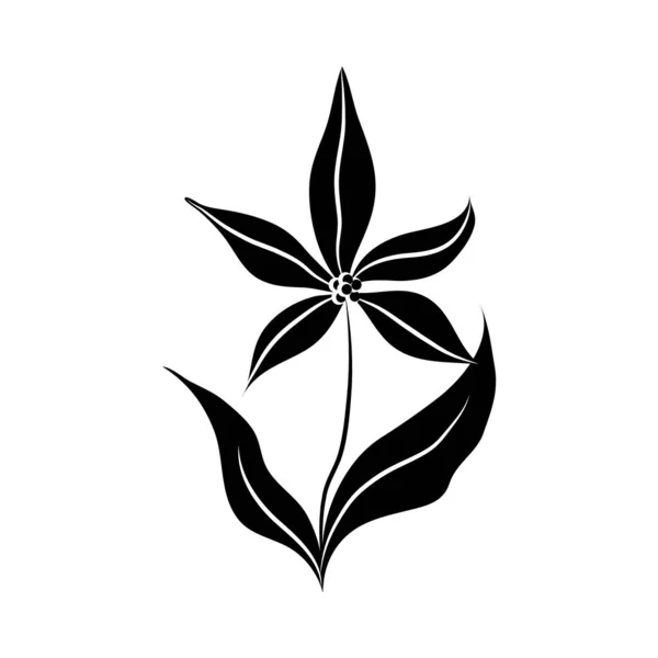 Μινιμαλιστική τέχνη λουλούδι τατουάζ σιλουέτα ανθίσει και φύλλα — Διανυσματικό Αρχείο