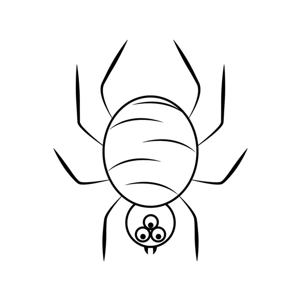 Araña espeluznante línea de dibujos animados estilo icono — Vector de stock
