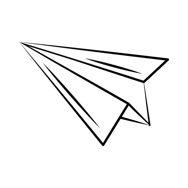 Minimalistische Tätowierung Boho Papier Flugzeug Linie Art Ikone über weißem Hintergrund — Stockvektor