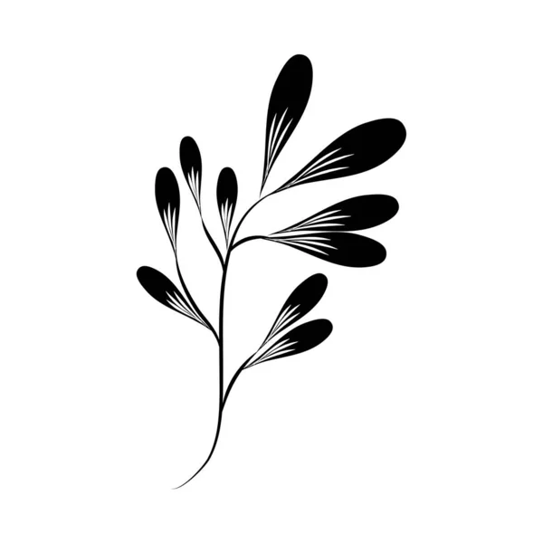 Tatuaggio minimalista a base di erbe e lascia silhouette art — Vettoriale Stock