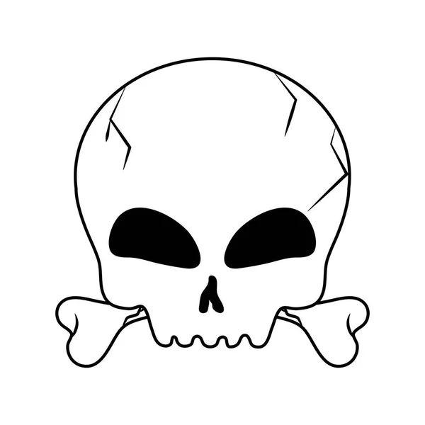 Happy halloween, spooky skull and bone trick or treat celebration line icon style — стоковый вектор