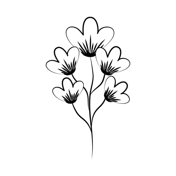 Minimalistický tetování květinová dekorace linka umění bylina a listy — Stockový vektor