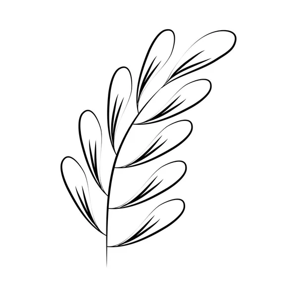 Rama minimalista tatuaje hojas hierba línea arte — Vector de stock