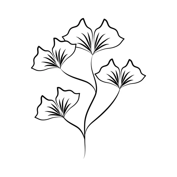 Tatuagem minimalista flor natureza linha arte erva e folhas —  Vetores de Stock