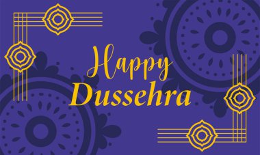 Mutlu dussehra festivali, şık tipografi altın şekilleri, geleneksel dinsel
