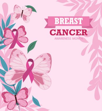 Meme kanseri farkındalığı ayı motivasyon kartı kurdelesi pembe vektör