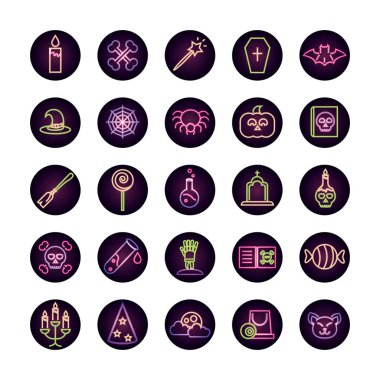 Cadılar bayramın kutlu olsun, şeker mi şaka mı? Kutlama, mum şapka, örümcek ağı şeker ikonları.