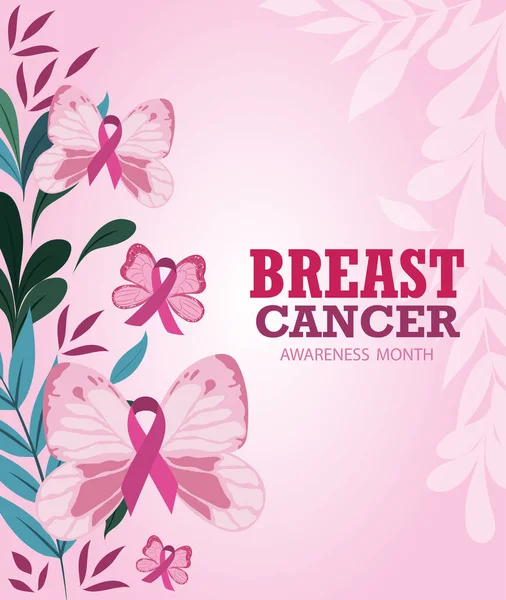 Göğüs kanseri farkındalığı ayı kurdele kelebekleri pembe bulanık arka plan