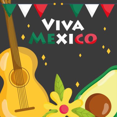 Meksika 'nın bağımsızlık günü, avokado ve gitar çiçeği süslemesi, Viva Mexico Eylül ayında kutlanır.