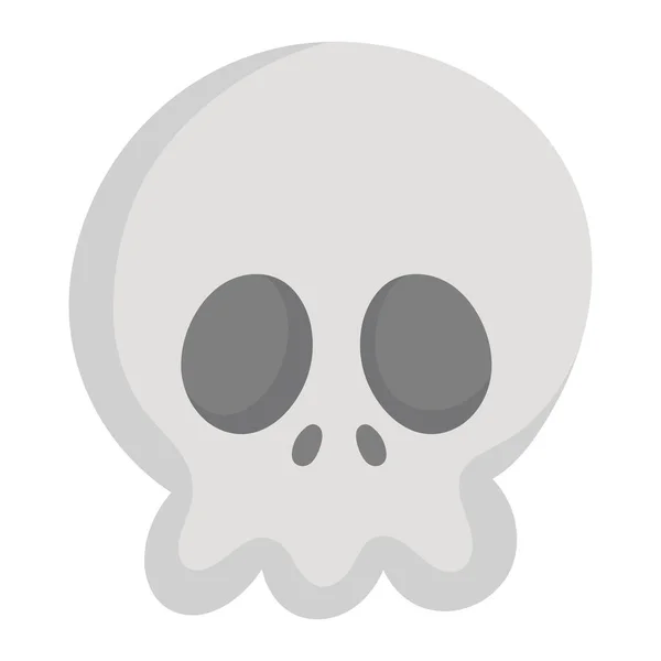 Feliz halloween, calavera espeluznante dibujos animados, truco o fiesta de tratar — Vector de stock