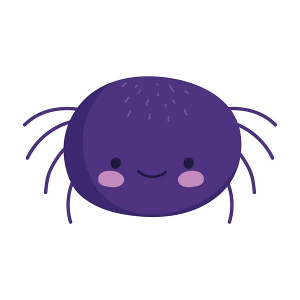 Aranyos kis pók pókhálós rajzfilm elszigetelt ikon — Stock Vector