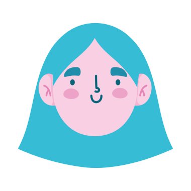 Genç kız yüzü izole edilmiş simge beyaz arkaplan