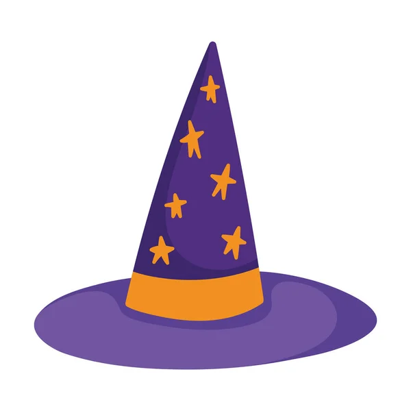 Happy halloween, purple witch hat with stars decoration, trick or treat celebration — Stock Vector
