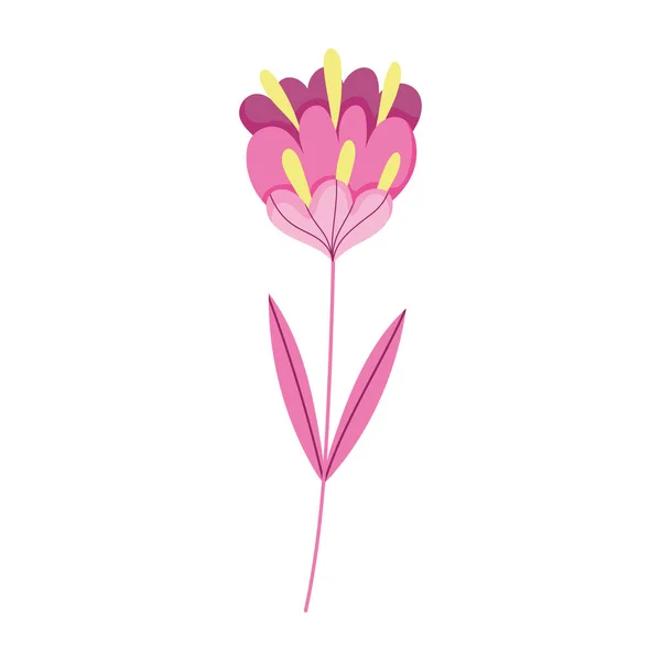 Tige fleur nature botanique isolé icône blanc fond — Image vectorielle