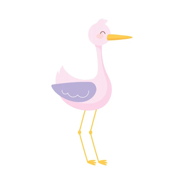 Stork bird fauna animal nature isolated icon — Stock Vector