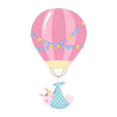 Bebek partisi, uçan sevimli tavşan battaniyeli hava balonu, kutlamaya hoş geldin yeni doğan bebek