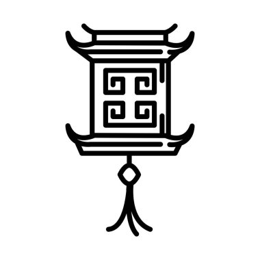 Mutlu sonbahar ortası festivali, Asya dekorasyon fener karikatürü, çizgi dizayn tarzı