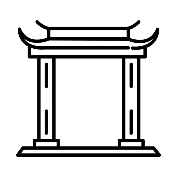 Tradicional asiático puerta monumento lineal estilo icono — Vector de stock