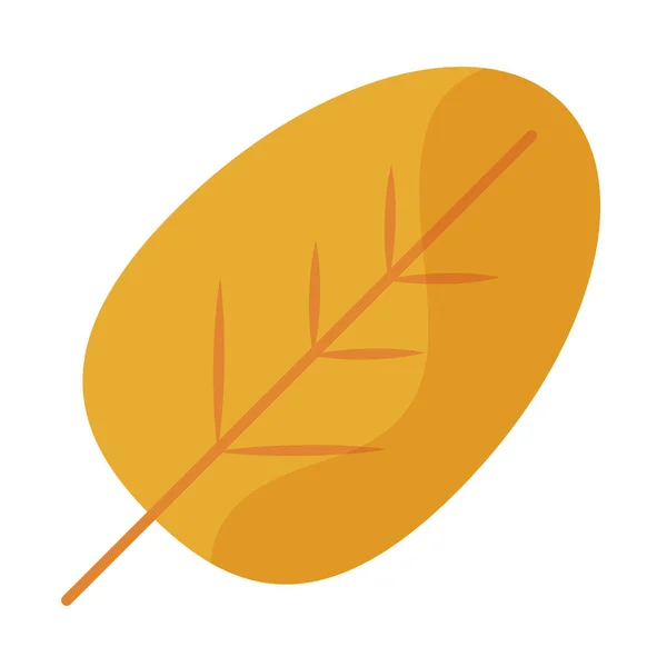 Żółty liść botaniczna płaska ikona z cieniem — Wektor stockowy
