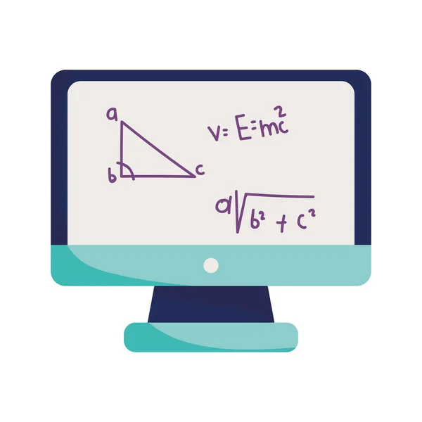 Mutlu öğretmenler günü, çevrimiçi sınıf matematiği öğrenme, izole edilmiş simge beyaz arkaplan — Stok Vektör