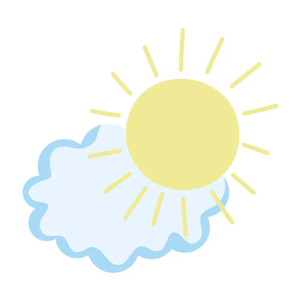 Sun cloud summer sky weather isolated icon white background — Stock Vector