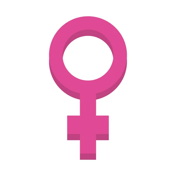 Ευαισθητοποίηση του καρκίνου του μαστού, σημάδι φύλο γυναίκα απομονωμένη εικόνα — Διανυσματικό Αρχείο