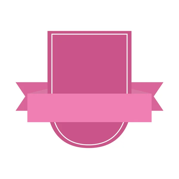 Pink shield ribbon decoration ornament isolated icon design — Stock Vector